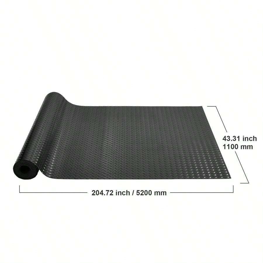 PVC Floor Protector 17 X 3.6 Ft For Garage Workshop Warehouse, 2 Rolls Heavy Duty Vinyl 2.5mm Thickness Black Diamond Texture Flooring Under Car Storage Area Gym Basement Surface Cover-XY74142 - 1 - View 1