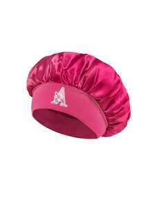 1 Stück Unisex bedruckte Satin-Schlafmütze, elegante Schlafmütze mit breitem elastischem Band für Männer & Frauen, zum Schutz von lockigem Haar, zum Schlafen, zur Schönheitspflege, als Geschenk, für alle Jahreszeiten - Heißes Pink - Übersicht 6