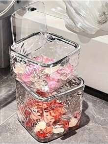 1 Stück klarer Kunststoff-Wäschepod-Spender mit Klappdeckel, fasst 120+ Pods, transparenter Desktop-Organizer für Waschraum-Aufbewahrungslösung, Waschmittelbehälter - Übersicht 3