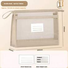Double-Layer Themed A4 Transparent Mesh File Storage Bag With Zipper, Handheld Tote Bag For Elementary, Middle And High School Students, Large Capacity For Exam Papers, Themed Materials, Books And Homework, Upgraded Craftsmanship, Zipper Head Style, Back To School Essential - Multicolor - View 5