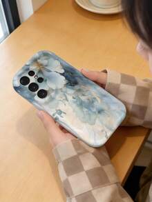 1件奶油多巴胺波浪荷葉邊軟TPU紋理創意個性化全螢幕漸層大理石紋手機殼，適用於Galaxy S21 S22 S23 S24 S25 S26/Honor及其他機型 - 無色 - 查看 6