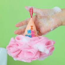 1pc Conical Embroidered Bath Sponge, Soft Mesh With Hanging Rope, Rich & Fast Lathering, Bathroom Shower Body Cleansing Bath Flower - Multicolor - View 1