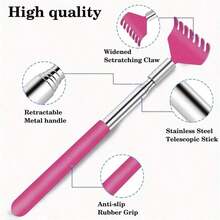 1/2PCS Stainless Steel Extendable Back Scratcher, 5-Section Adjustable Telescopic Itch Scratcher For Elderly Independent Use, Portable Itching Relief Tool For Home Travel Gym Use - View 3
