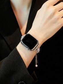 Nueva Correa de Reloj Premium Cielo Estrellado para Apple Watch 38/40/41/42/44/45/46/49mm, Compatible con Ultra/SE 2/SE 1/Series 11/10/9/8/7/6/5/4/3/2/1 - flores plateadas - Ver 5