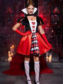 Set Kostum Halloween Wanita 8 Potong, Motif Hati dari Linen - MultiWarna - View 5