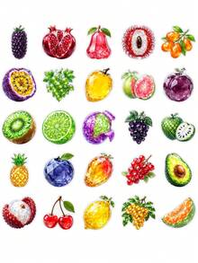 50pcs Shiny Gem Tropical Fruit Sticker Pack, Crystal Cut Assorted Summer Fruit Vinyl Stickers, Suitable For Notebooks, Luggage, School Diaries, Scrapbooks, Back To School Season - Multicolor - View 5