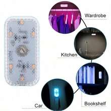 Đèn LED cảm ứng ô tô, đèn nội thất mini không dây, phù hợp cho trần/mái xe, đèn đọc sách, bậu cửa, ngăn chứa đồ, sạc lại qua USB - Nhiều màu - Xem 7