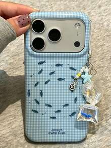 Neue modische Laser Aurora traumhaftes Ozean-Quallen-Design Handyhülle, kompatibel mit iPhone 18 Pro Max 18 Pro 16 15 14 17 Pro Max 15 Pro 16 Pro 14 15 16 Plus 17 16 15 14 13, Sommerstil stoßfeste Rückseite, Geschenk für Freunde - Kariertes Fischeli - Übersicht 6