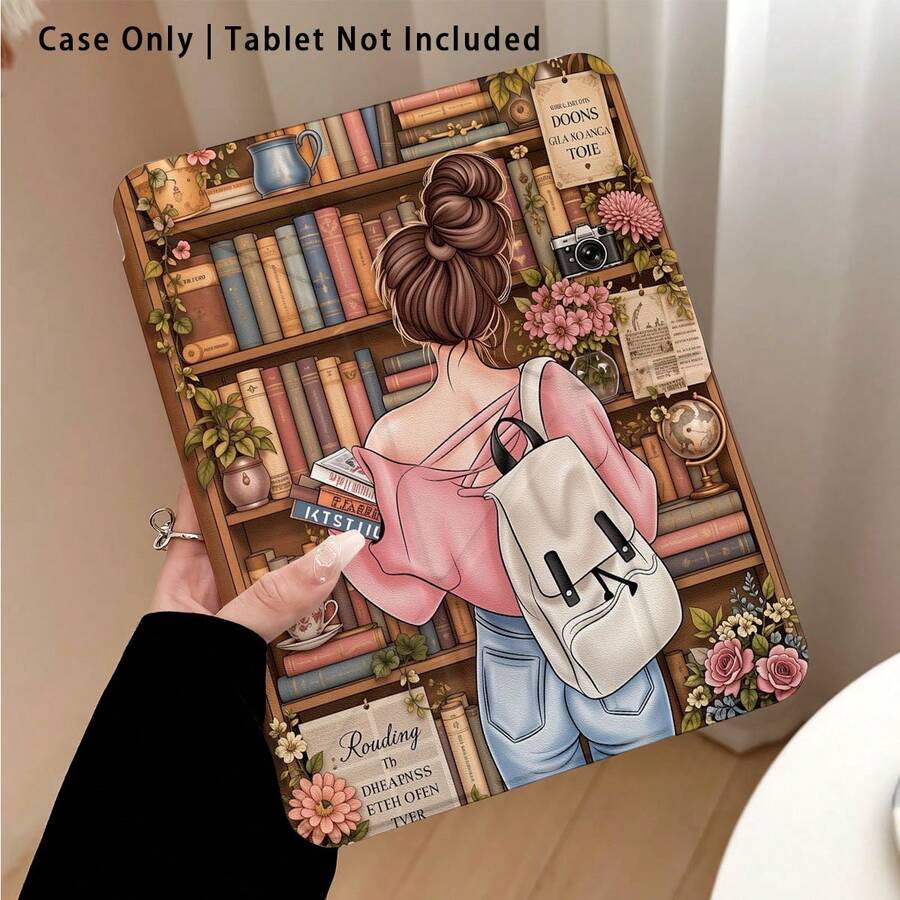 書籍、花卉、相機、女孩圖案彩繪效果平板保護殼附支架,相容 Honor 8/9/10/X8/X8A/X9/X8Pro/X9Pro、MatePad SE 11 吋/MatePad 11 吋/11.5 吋、MatePad Pro、Apple 10代/11代 2025 (A16)、Galaxy Tab A7/A9 及其他熱門機型 - 款式21 - 查看 1