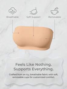 Women's Seamless Bandeau Bra, Wire-Free Elastic Skin-Friendly Soft Tube Top, Soft Breathable Underwear, Suitable For Bandeau Dresses, No Padding - Apricot - View 7