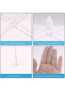Large Foldable White Mesh Food Cover, Pop-Up Fly-Proof Food Cover Tent, Kitchen And Outdoor Camping Food Protection Cover, Home Vegetable Cover, Table Cover, Foldable Vegetable Cover, Suitable For Outdoor Picnic And Gathering - Multicolor - View 12
