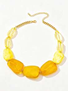 1pc Women's Fashion Beaded Necklace, Bohemian Style Colorful Beaded Necklace, Suitable For Daily Wear, Vacation And Gift Giving - Yellow - View 4