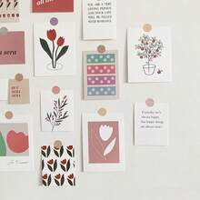 17pcs/1set Ins Style Artistic Literary Card Wall Stickers Postcards Oil Painting Room Wall Decor Scrapbook Material - Journaling Material Paper - View 5