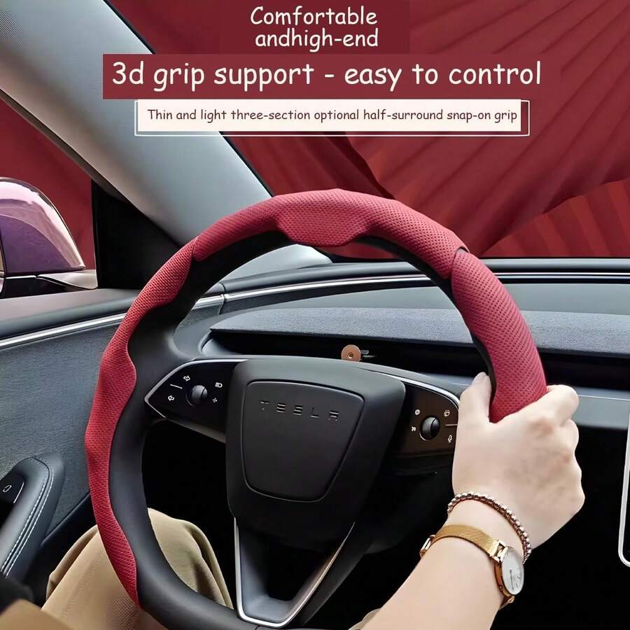 Sarung Setir Mobil PU Nappa, Cocok untuk Setir Tipe D dan Bulat, Model Jepit, Anti Selip, Cocok untuk Pria dan Wanita Sepanjang Tahun, Anti Selip, Menyerap Keringat, Sarung Kartu Tahan Aus, Set 3 Buah dengan Lubang Ventilasi
