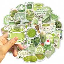 50PCS Green INS Style Matcha Dessert Cartoon Decals Scrapbooking Notebook Luggage Laptop Skateboard Sticker - Multicolor - View 4