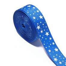 1 Roll 2.5cm Polyester Pentagram Ribbed Webbing, Handmade DIY Hair Accessories Gift Packaging, Star Print Ribbon, Clothing Accessories Decoration, Home Christmas, Halloween, Wedding, Birthday Party Decor - Five-pointed Star Ribbon - View 11