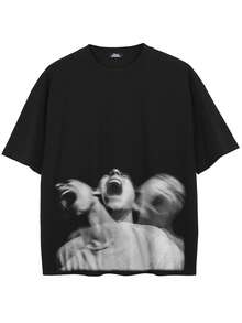 Tiny Spark Grunge Streetwear Black Tee Shirt Glitch Aesthetic Graphic - Black - View 2