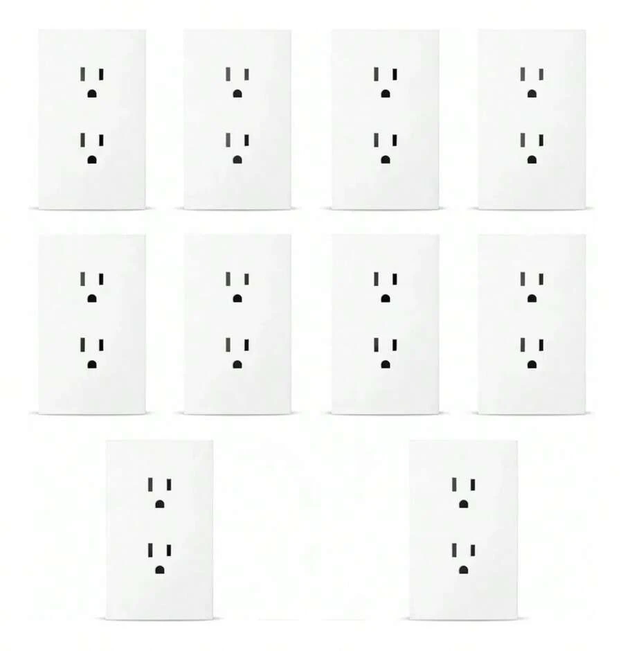 Pack Of 10 Duplex Outlets With Complete White Plate 2p - White - View 1