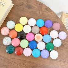 1pc Crystal Glass Round Solid Color Sticker Desktop Stand Extendable Mobile Phone Stand Simple Ring Design - Multicolor - View 5