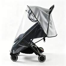 1pc Transparent Baby Stroller Rain Cover, Dual-Side Breathable, Lightweight, All-Season Universal Travel Windproof & Waterproof Cover - Clear - View 2