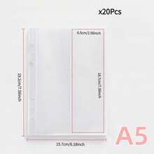 10 piezas de hojas sueltas de recambio A5 para carpeta, incluyendo 1 ranura, 2 ranuras, 4 hojas protectoras de bolsillo de doble cara - Multicolor - Ver 18