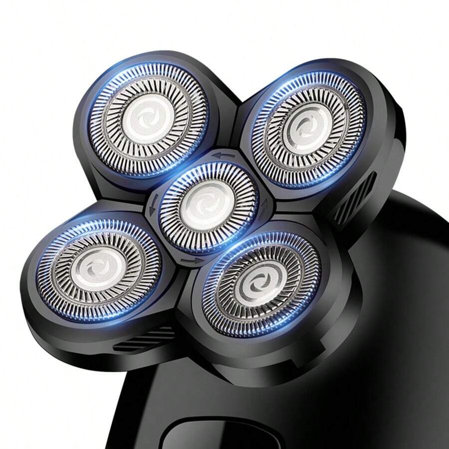 男士 5 刀片替換刮鬍頭，浮動式可水洗電動 5D 刮鬍機與修剪器套組，切割刀片