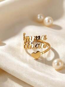 Customized Name Ring, Women's Ring, Women's Jewelry, Personalized Name Ring, Stainless Steel Jewelry, Women's Open Ring, Personalized Fashion Minimalist Stainless Steel Multi-Layer Name Open Ring, Holiday Celebration Daily Matching Family Ring, Friendship Ring, Gift For Her - Multicolor - View 3