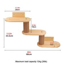 1pc Natural Wood Cat Wall Shelf, Wall-Mounted Cat Scratching Post With Jute Rope, Suitable For DIY Cat Wall Furniture, Max Load 12kg (26lb) - Ginger - View 10