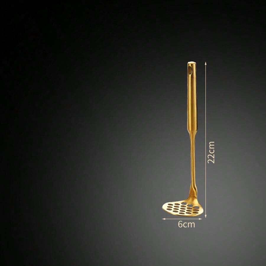 Multifunctional Manual Stainless Steel Potato Masher, Potato Puree Pressing Tool, Mini Kitchen Gadget - Ordinary Gold Style - View 1