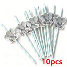 40/20/10pcs Elephant Shaped Straws, Jungle Animal Party Straws, Beverage Straws, Party Favors, Suitable For Bachelor Party, Wedding Party, Kitchen, Kitchenware Gifts, Tableware, Birthday Party, Wedding - Multicolor - View 12
