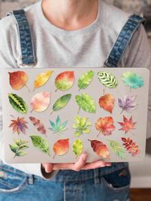 50pcs Leaf Gold Foil Stickers Transparent Waterproof Stickers Suitable For Laptop Phone Stickers Skateboard Guitar Refrigerator Luggage Scrapbook Phone Case Decoration Suitable For Birthday Gifts Holiday Gifts School Supplies - 50pcs - View 4