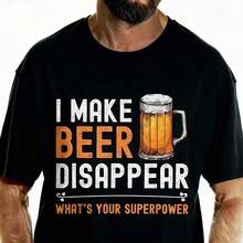 Ich habe das Bier verschwinden lassen bedrucktes T-Shirt, Herren Casual Kurzarm Sommer T-Shirt - Schwarz - Übersicht 1