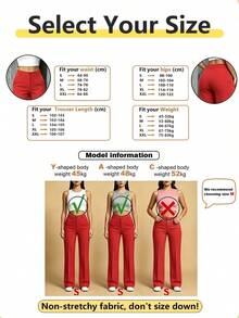 Women's Straight Loose Casual Solid Color Button Zipper Pocket Pants Spring Red - Red - View 4