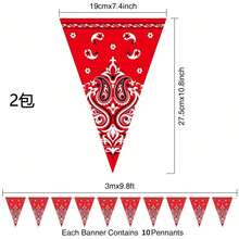 5 Packs Red Western Cowboy Party Decorations Bandana Pennant Banner Western Cowboy Banner Wild West Decor Western Cowboy Themed Country Party Decoration Supplies,Versatile Outdoor Decor With Triangle Paper Pennants, Perfect For All Seasons,Room Decor - Multicolor - View 11