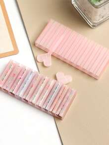FULL BEAUTY 10-Grid Pink Heart Nail Foil Storage Box, Multi-Compartment Nail Foil Sticker Organizer Rack With Heart-Shaped Pull Ring, Portable Lightweight Nail Salon Supplies Storage Rack For Nail Art Decoration Transfer Foil - Pink - View 3