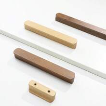 2 buah Tarikan Kabinet Kayu Solid Bentuk Batang Panjang dengan Desain Tepi Bulat, Gagang Laci untuk Dapur, Kamar Tidur, Kamar Anak, Aksesoris Perangkat Keras Furnitur - pohon beech - View 4