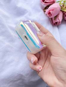 適用於 4 Pro 3 1/2/3 波浪雷射吊飾耳機保護殼 奢華時尚款 - 淺藍色 - 查看 3