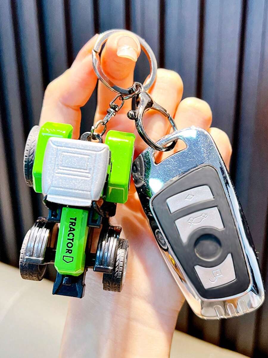 1個創意可愛迷你拖拉機車模鑰匙圈,汽車鑰匙圈,包包裝飾吊飾,合金農用車模擬車模,可滑動農用車,日常穿搭配件,汽車店禮物,汽車愛好者禮物 - 彩色 - 查看 1