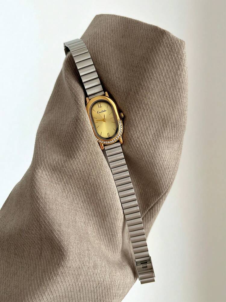 1pc Women's Quartz Watch, Oval Dial, Fashionable & Elegant, Suitable For Daily Wear, Gift, Casual Gathering - Silver - View 7