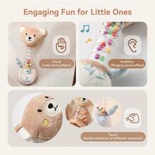 2Pcs Baby Sensory Toy Set Bee Teething Rattle Bear Goose Crinkle Security Lovey Blanket Soft Plush Infant Teether Toy For Newborn Shower Gift - Multicolor - View 11
