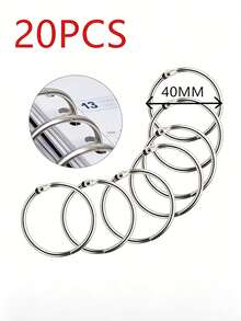 Silver Metal Loose-Leaf Rings, Replaceable Loose-Leaf Ring Accessories, Detachable And Openable Binding Rings, Suitable For Student Notebooks, Scrapbooks, Photo Albums, Index Cards, Office Document Organization And DIY Stationery,Card Holder - Silver - View 14