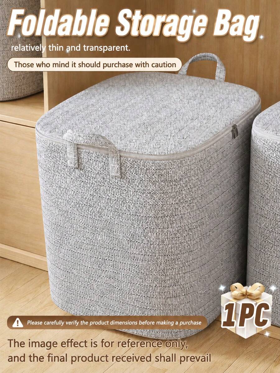 Foldable Fabric Storage Box, Thickened Large Capacity Clothing Storage Bin With Handles, Closet Storage Basket For Blankets, Toys, Clothes, Bedroom, Wardrobe, Living Room Home Organization, Space-Saving