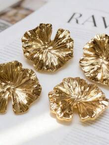 22.5 Mm, 5 Pcs.Metal Pleats, Decorative Buttons Of Special Shape, Fashionable Coats, Windbreakers, Jackets, Light Luxury Buttons For Suits Of Non-Standard Shape - Leaf Buttons - View 3