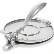 1pc Tortilla Press-A Tool For Making Tortillas, Tacos, Flatbreads, And Dumpling Wrappers; Aluminum Press (Silver)-Easy To Clean; Suitable For Tortillas, Pizza Dough, Dumpling Wrappers, And Bread Dough.Suitable For Home And Professional Use. - Multicolor - View 1