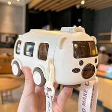 500ml 公車造型水壺，附吸管與肩帶，可拆卸車用杯，兒童防漏材質幼兒上學水壺 - 彩色 - 查看 13