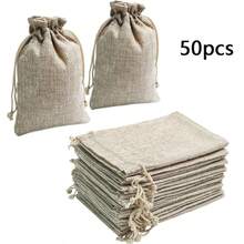 Linen Drawstring Gift Bags, Premium Linen Jewelry Storage Pouches, Rustic Wedding Guest Favors, Holiday Party, Souvenirs, Christmas, Handmade DIY - Linen Drawstring Bag - View 9