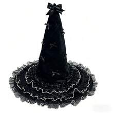 1pc DIY Halloween Lace Witch Party Cosplay New Lolita Magic Hat For Women, Party/Party Decoration, Suitable For Outdoor/Indoor Use - View 16