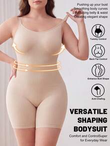 Celana Pendek Pembentuk Tubuh One-Piece untuk Wanita Ukuran Plus, Pengontrol Perut, Pengencang Pinggang, Penopang Payudara, Desain Pengangkat Bokong untuk Musim Panas - Aprikot - View 3