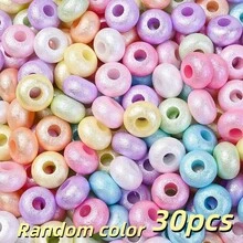 30/50顆 8x14mm 壓克力珍珠光皺紋輪珠，幻彩紋理大孔間隔珠，適用DIY珠寶手工製作手鍊、手機鍊 - 顏色隨機 - 查看 10