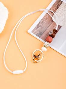 Bead Wrist Key Ring & Floral Phone Lanyard, Pot Head Coffee Keychain W/ Tassel, Gold Key Ring Lobster Clasp Nylon Lanyard, Boho Coffee Lover Bag Charm - 2830 - View 2